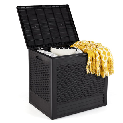 96L Outdoor-Aufbewahrungsbox, abschließbarer Deckel, Rattan-Muster