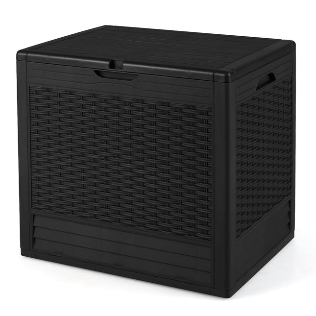 96L Outdoor-Aufbewahrungsbox, abschließbarer Deckel, Rattan-Muster