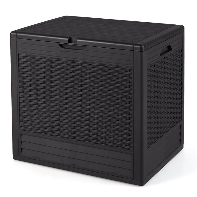 96L Outdoor-Aufbewahrungsbox, abschließbarer Deckel, Rattan-Muster