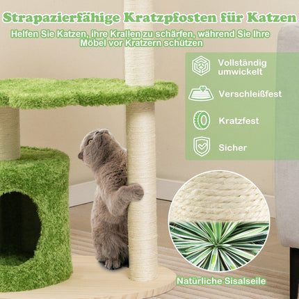 97 cm cat tree with fully wrapped sisal scratching posts and padded top perch