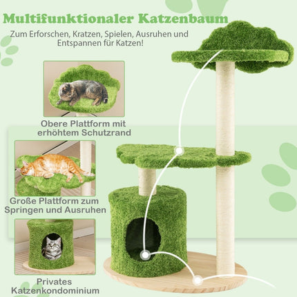 97 cm cat tree with fully wrapped sisal scratching posts and padded top perch