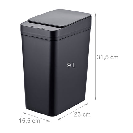 9L Schwarzer Sensor-Mülleimer aus Kunststoff für die Küche