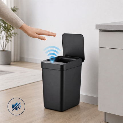 9L Schwarzer Sensor-Mülleimer aus Kunststoff für die Küche