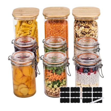 9-Piece Glass Storage & Preserving Jars Set with Lids