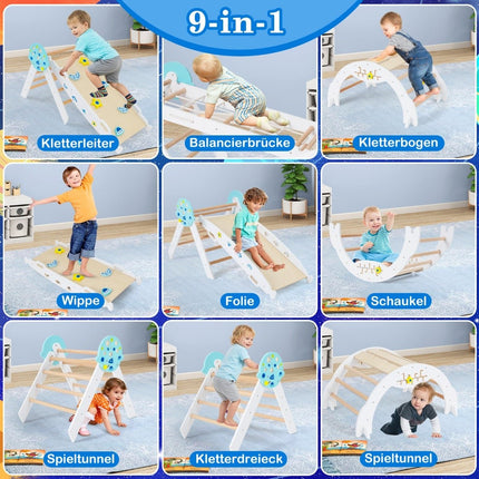 9-in-1 Montessori Kletterset mit Rutsche & Rampe