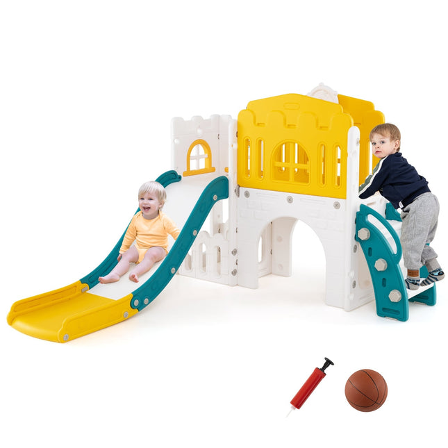 9-in-1 peuterglijbaanset met basketbalring en tunnel