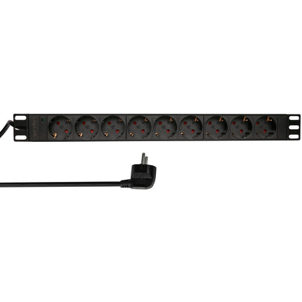 9cestná rozbočovací zásuvka pro 19" rack U1 černá