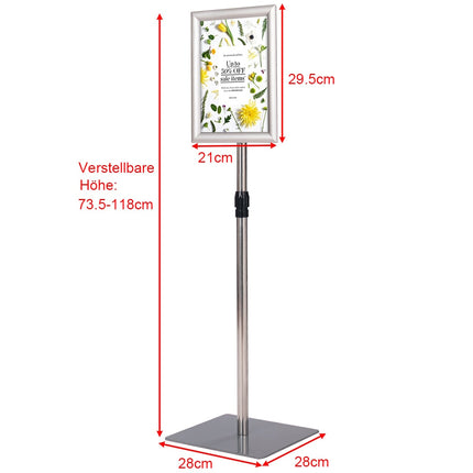 A4 Adjustable Display Stand, 2-Pack, Silver Metal Frame
