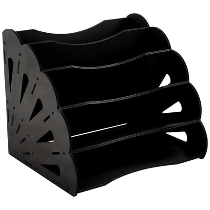 A4 MDF Desk Organiser, 5 Compartments - Black