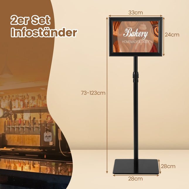 A4-Plakatständer 2er-Pack, höhenverstellbar, schwarz