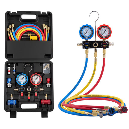 AC Manifold Gauge Set, 3-Way, 1.5 m Hoses, R134a-R22