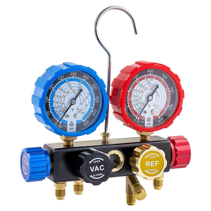 AC Manifold Gauge Set, 4-Way, 1.5 m Hoses, R134a–R22