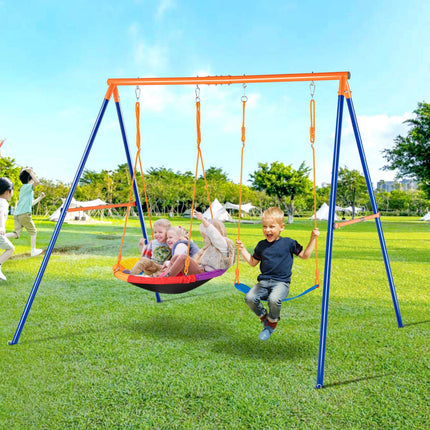 A-Frame Swing Set, 440 lb Capacity, Saucer and Belt