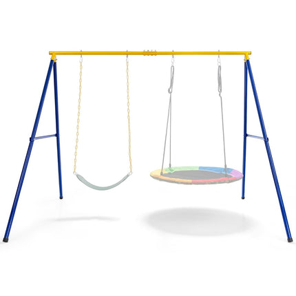 A-Frame Swing Set, Steel, 249x185x181.5 cm, Blue/Yellow
