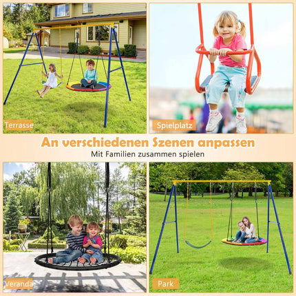 A-Frame Swing Set, Steel, 249x185x181.5 cm, Blue/Yellow