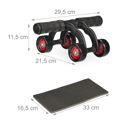 Bauchtrainer 4-Rad mit Kniematte für Core-Training