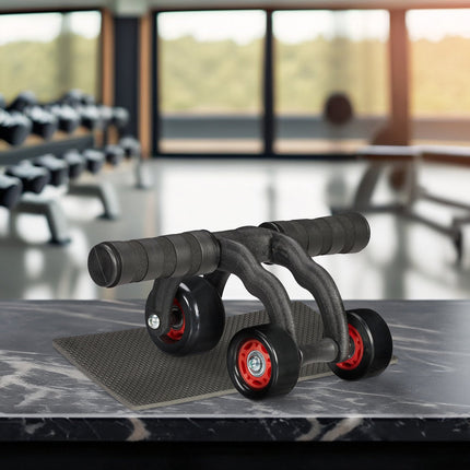 Ab-Roller mit Kniematte – 3-Rad-Stabilitätstrainer