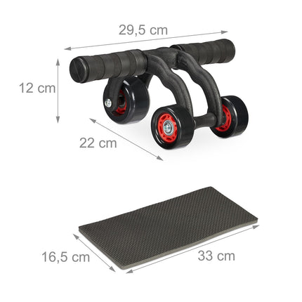 Ab-Roller mit Kniematte – 3-Rad-Stabilitätstrainer