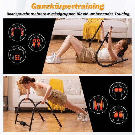 Bauchtrainer mit gepolsterter Kopfstütze, faltbarer AB-Trainer, Bauchmuskeltrainer, Bauchmuskeltrainingsgerät, Schwarz