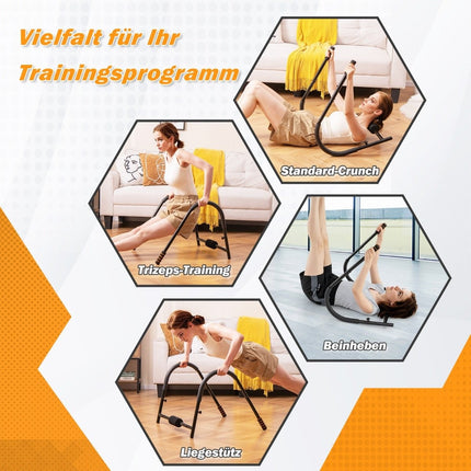 Bauchtrainer mit gepolsterter Kopfstütze, faltbarer AB-Trainer, Bauchmuskeltrainer, Bauchmuskeltrainingsgerät, Schwarz