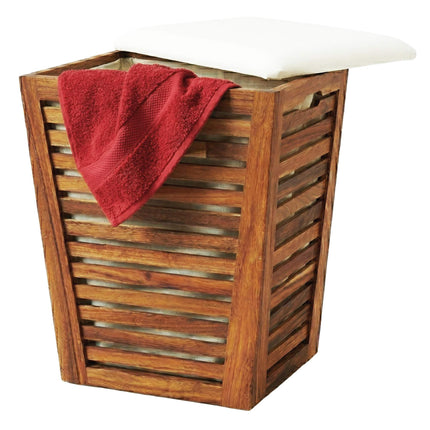Acacia Laundry Hamper with Seat, 50L Capacity
