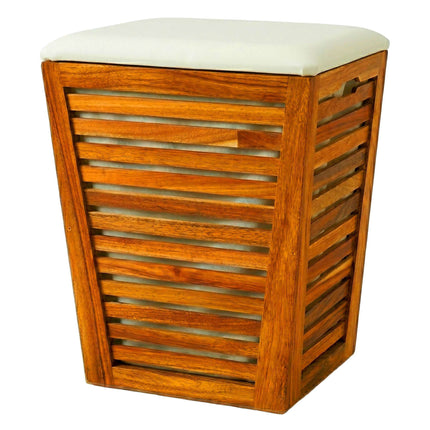 Acacia Laundry Hamper with Seat, 50L Capacity