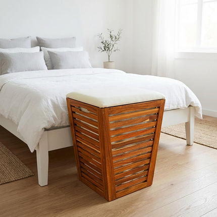 Acacia Laundry Hamper with Seat, 50L Capacity