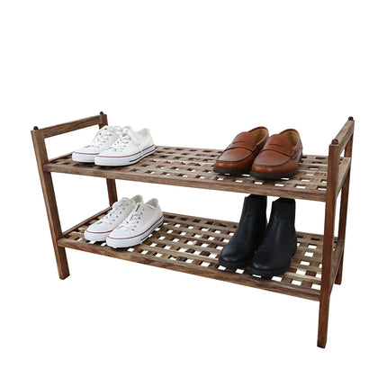 Acacia Shoe Rack, 2 Shelves, Stackable Storage