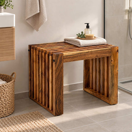 Acacia Wood Bench, Backless Slatted Design, Size XL – 90 cm Wide, Up to 250 kg