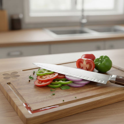Acacia Wood Cutting Boards Set with Stand – 3 Pieces