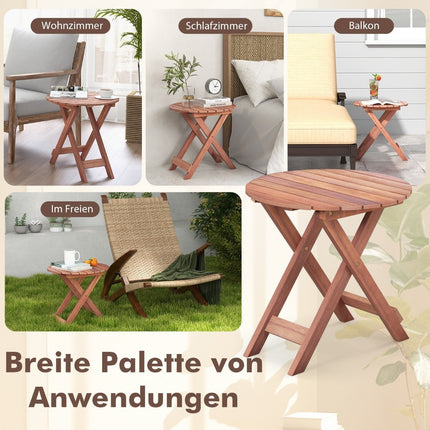 Akazienholz-Klapptisch – Rund, 46x46x45 cm