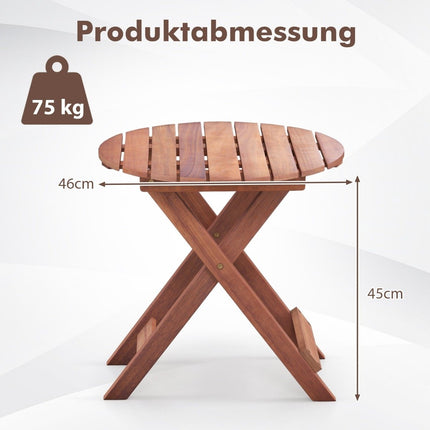 Akazienholz-Klapptisch – Rund, 46x46x45 cm