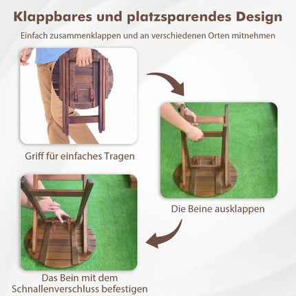 Akazienholz-Klapptisch – Rund, 46x46x45 cm