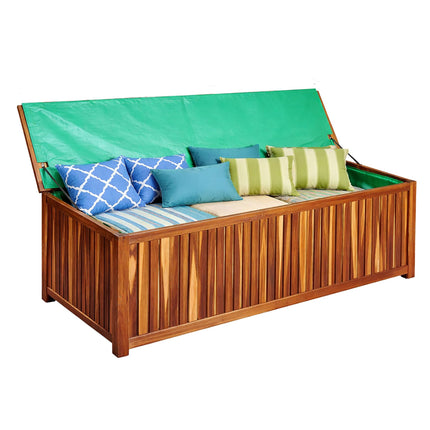 Acacia Wood Garden Storage Chest with Waterproof Liner