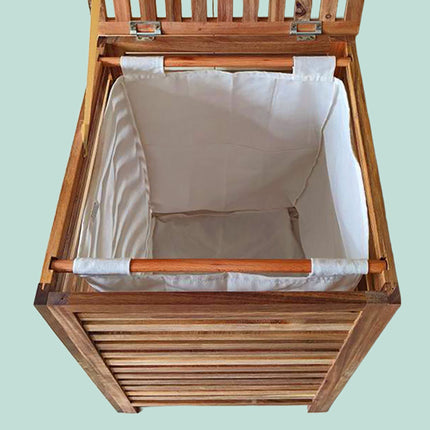 Acacia Wood Laundry Hamper with Lid & Removable Bag