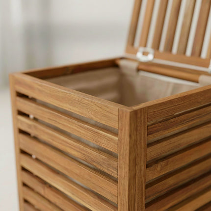 Acacia Wood Laundry Hamper with Lid & Removable Bag