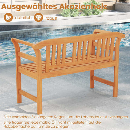 Akazienholz-Sitzbank für den Außenbereich, 2-Sitzer, 360 kg Tragfähigkeit