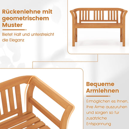 Akazienholz-Sitzbank für den Außenbereich, 2-Sitzer, 360 kg Tragfähigkeit