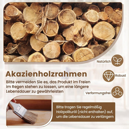 Akazienholz-Gartenstuhl-Set, gepolstert, 180 kg Tragkraft