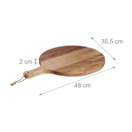 Acacia Wood Pizza Serving Board with Handle, Large