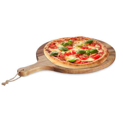 Acacia Wood Pizza Serving Board with Handle, Large
