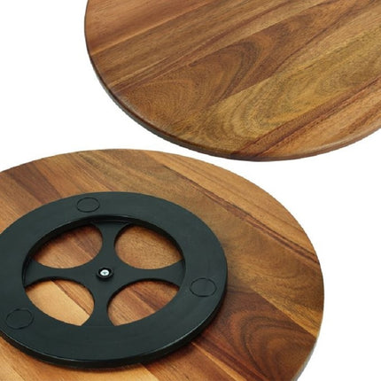 Acacia Wood Rotating Serving Platter – 360 Turntable