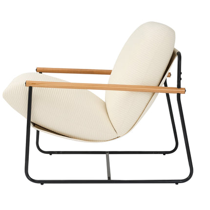 Accent Chair, Metal Frame, Wood Arms, Detachable Cushion