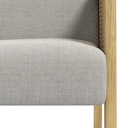 Fauteuil d'appoint, fauteuil de relaxation et chaise longue avec accoudoirs, aspect rotin, rembourré, aspect lin, pour salon