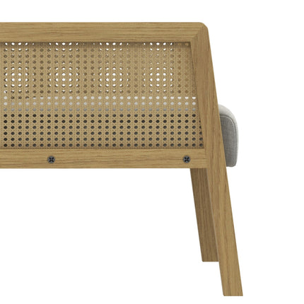 Fauteuil d'appoint, fauteuil de relaxation et chaise longue avec accoudoirs, aspect rotin, rembourré, aspect lin, pour salon