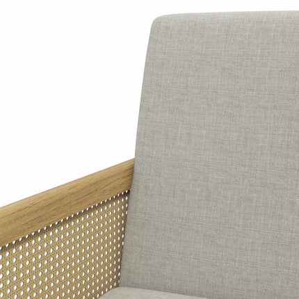 Fauteuil d'appoint, fauteuil de relaxation et chaise longue avec accoudoirs, aspect rotin, rembourré, aspect lin, pour salon