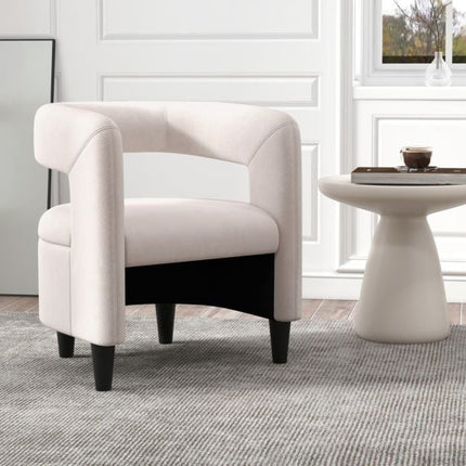 Sessel mit Ottoman, beiger Samt, 150 kg Tragkraft