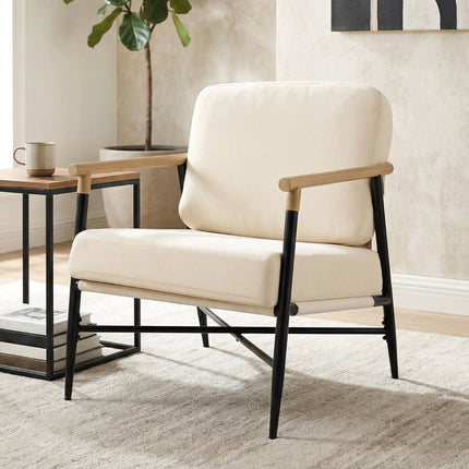 Accent Sessel, Beige, abnehmbare Kissen mit Reißverschluss
