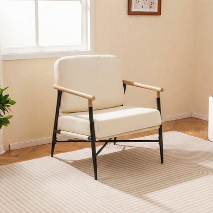 Accent Sessel, Beige, abnehmbare Kissen mit Reißverschluss