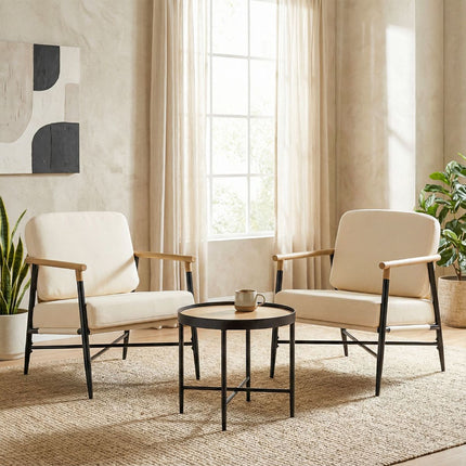 Accent Sessel, Beige, abnehmbare Kissen mit Reißverschluss